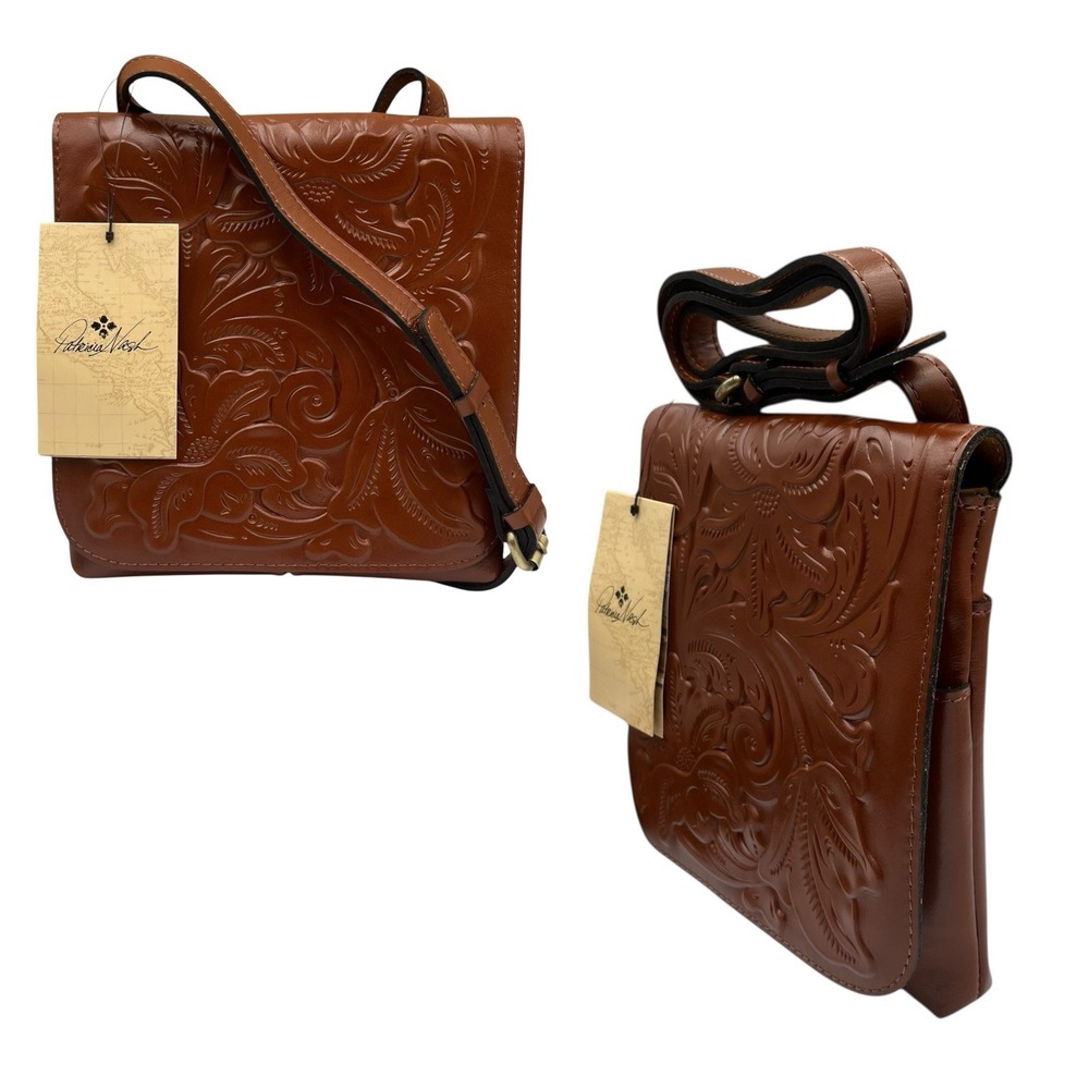 Patricia Nash Granada Womens Tooled Leather Crossbody Bag Brown Florence